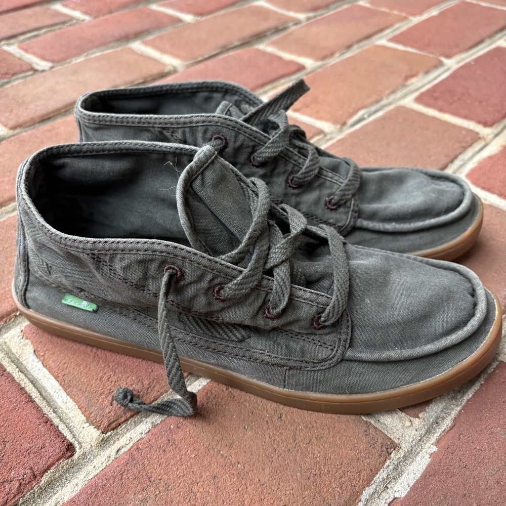 Sanuk Vee K Shawn High Top Olive Wash Canvas Sneakers 8.5 Womens - Picture 5 of 15